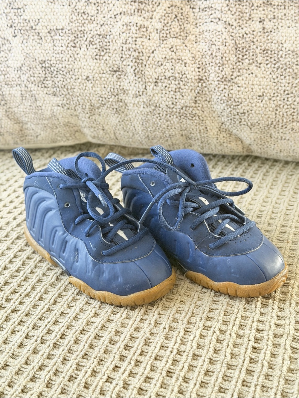 Kids Navy Blue Little Posite Athletic Sneakers with Gum Sole